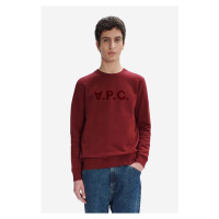 Bavlněná mikina A.P.C. Sweat pánská, vínová barva, s potiskem, COFAX.H27378-BORDEAUX