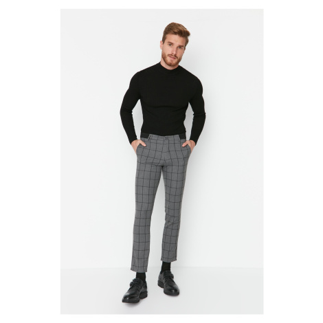 Trendyol Anthracite Men's Slim Fit Chino Pockets Plaid Trousers