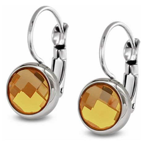 Jewellis ocelové náušnice pecky Chessboard s krystaly Swarovski - Topaz