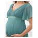 Těhotenské koktejlové šaty asymetrického střihu - MODRÉ