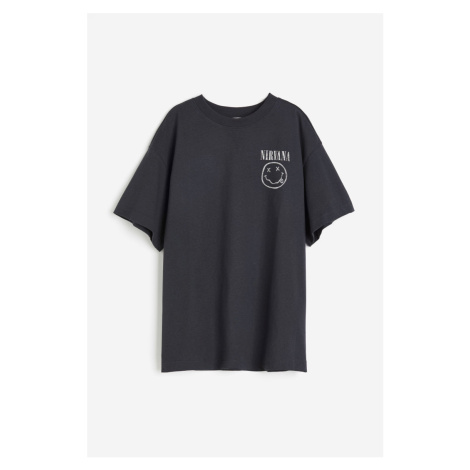 H & M - Dlouhé tričko's potiskem - šedá H&M