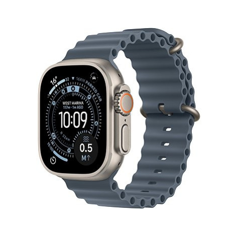 Apple Watch Ultra 3 49mm Přírodní titan s ocelově modrým oceánským řemínkem