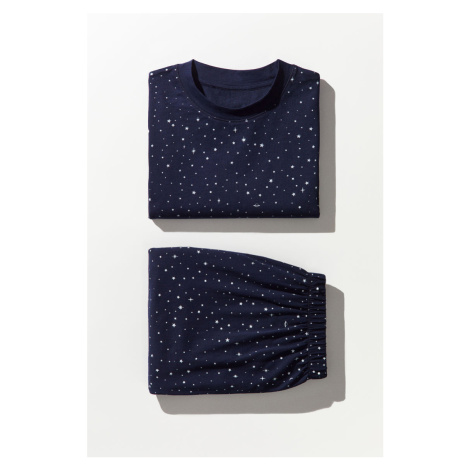 H & M - Vzorované žerzejové pyžamo - modrá H&M
