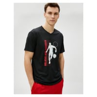 Koton Sports T-Shirt with Basketball Print V-Neck Short Sleeve