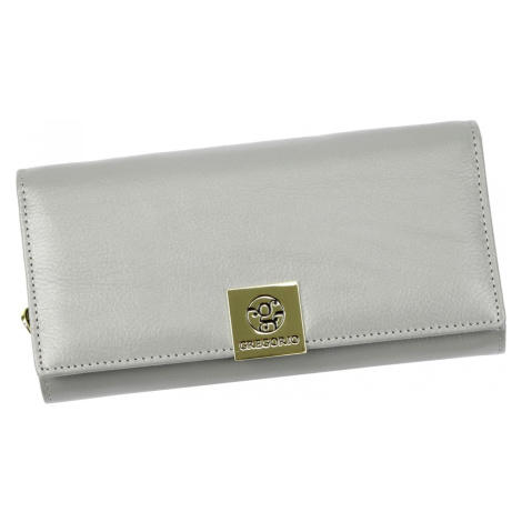 Trendy velká dámská kožená peněženka Elvíra, šedá GREGORIO