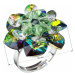 Stříbrný prsten s krystaly Swarovski zelená kytička 35012.5