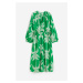 H & M - Bavlněné šaty's vázačkou - zelená