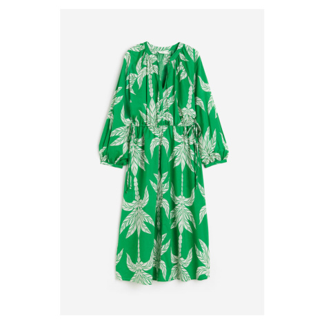 H & M - Bavlněné šaty's vázačkou - zelená H&M