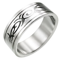 Ocelový prsten s motivem TRIBAL