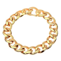 Náramek z oceli 316L zlaté barvy - tlustý řetěz zdobený hadím vzorem