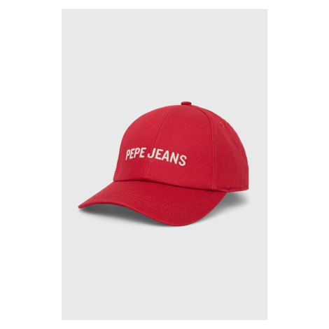 Dětská baseballová čepice Pepe Jeans červená barva, s potiskem