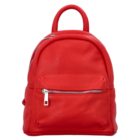 Dámský kožený batůžek červený - ItalY Fellas