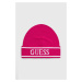 Dětska čepice Guess růžová barva, z tenké pleteniny