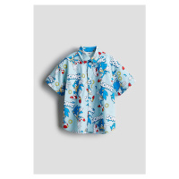 H & M - Vzorovaná bavlněná košile - tyrkysová