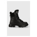 Kožené boty Karl Lagerfeld TREKKA MAX KC dámské, černá barva, na platformě, zateplené, KL43563
