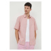 Bavlněná košile BOSS BOSS ORANGE růžová barva, regular, s klasickým límcem
