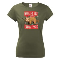 Dámské tričko Probuďte mě až když budou Vánoce - vánoční tričko