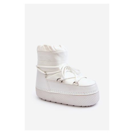 Boto Dámské bílé zimní boty s vázáním Toolsa