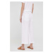 Plátěné kalhoty Tommy Hilfiger dámské, bílá barva, široké, high waist