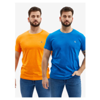 Sada dvou pánských triček v oranžové a modré barvě Calvin Klein Jeans