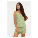 Trendyol Green Starry String Strap Viscose Woven Pajama Set