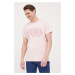 Bavlněné tričko Guess růžová barva, s aplikací