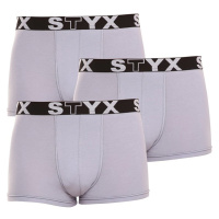 Styx 3PACK pánské boxerky sportovní guma šedé L