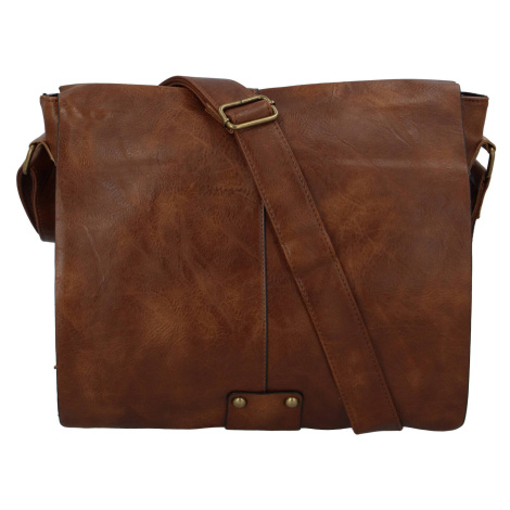 Praktická a módní univerzální velká koženková taška s klopou Berta, hnědá Paolo Bags