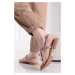 Růžovozlaté kožené nízké sandály 1-28197