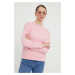 Mikina Tommy Jeans dámská, růžová barva, s potiskem, DW0DW17336