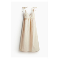 H & M - Nylonové šaty se zavazovacími ramínky - béžová