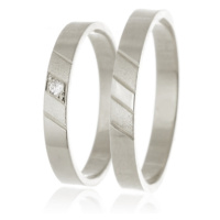 Snubní prsteny z bílého zlata SNUB0142B + DÁREK ZDARMA
