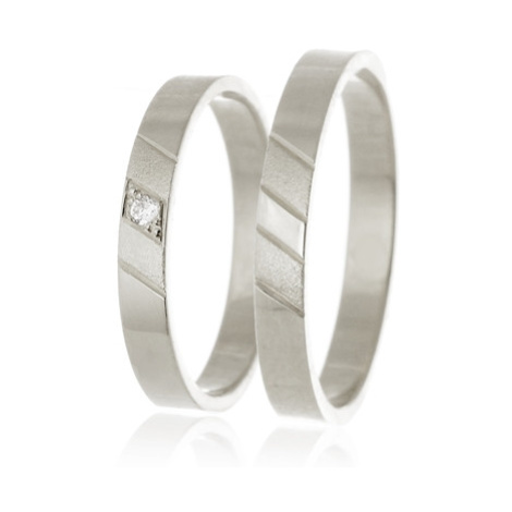 Snubní prsteny z bílého zlata SNUB0142B + DÁREK ZDARMA