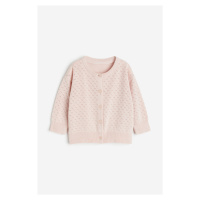 H & M - Propínací svetr z ažurového úpletu - růžová