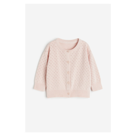 H & M - Propínací svetr z ažurového úpletu - růžová H&M