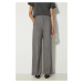 Vlněné kalhoty Kenzo Cool Wool Wide Pants šedá barva, široké, high waist, FE62PA0949RB.97