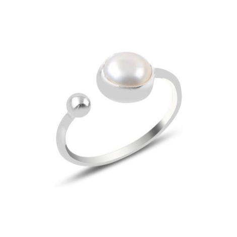 Stříbrný otevřený prsten s perlou
