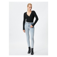 Koton Vysoký pas Skinny Leg Skinny Light Indigo Dámské džínové kalhoty 4WAL40123MD