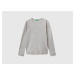 Benetton, Long Sleeve Gray T-shirt In 100% Cotton
