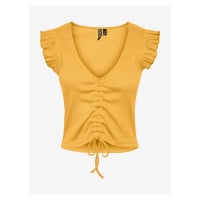 Žluté dámské krátké tričko Pieces Tegan