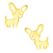 Náušnice ve žlutém zlatě 375 - lesklý psík s velkými oušky, puzetky