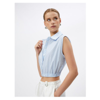 Koton Crop Shirt Window Detailed Sleeveless Cotton