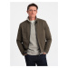 Ombre Men's BIKER jacket in structured fabric - dark olive green