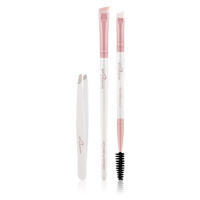 Luvia Cosmetics Prime Vegan Brow Kit sada na úpravu obočí Candy (Pearl White / Rose) 3 ks