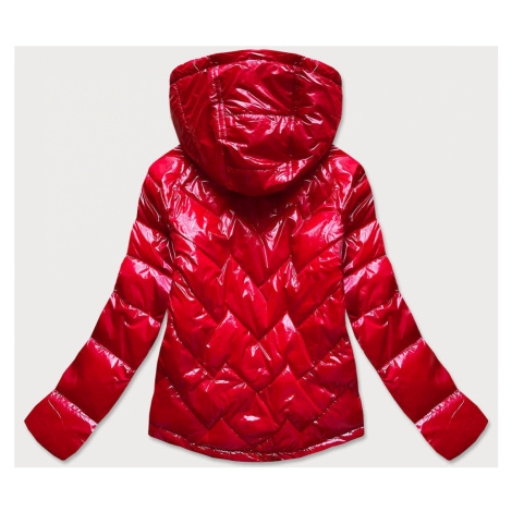 Červená prošívaná dámská bunda s kapucí (B9562) S'WEST