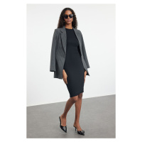 Trendyol Black Fitted Long Sleeve Ribbed Stretch Knitted Dress