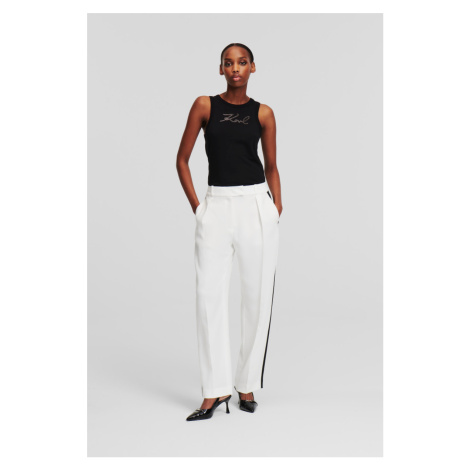 Kalhoty karl lagerfeld contrast panel tailored pants white/black