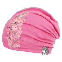 Bavlněná čepice Dráče - Polo 03, růžová kytičky Barva: Růžová