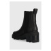 Kožené kotníkové boty Sorel JOAN NOW CHELSEA dámské, černá barva, na podpatku, 2048451