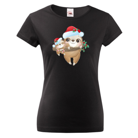 Dámské tričko s potiskem vánočního lenochoda - roztomilé vánoční tričko BezvaTriko